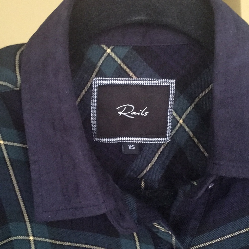 Rails Navy/Green Flannel Button Down - image 2
